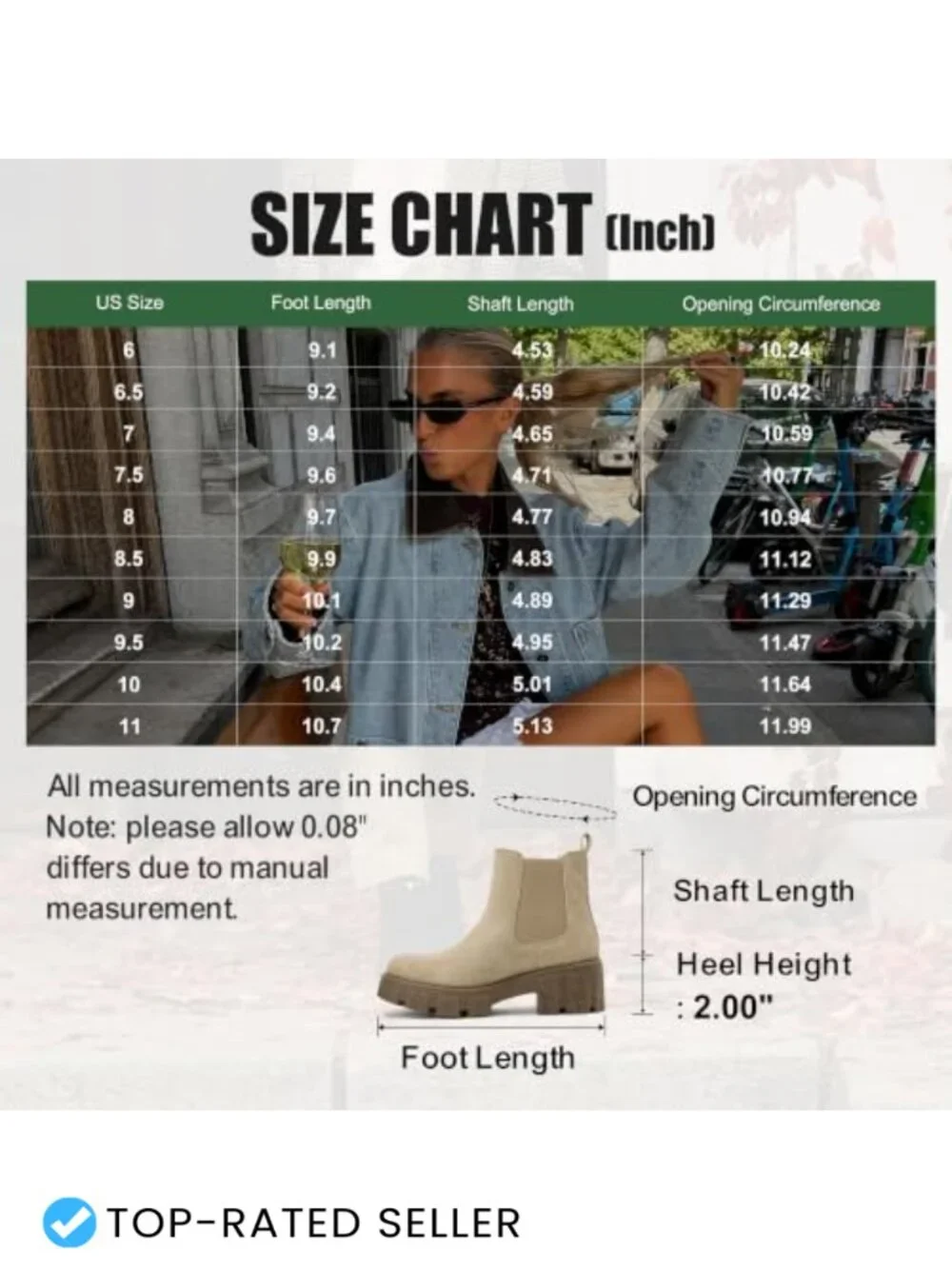 Women's Chelsea Combat Boots, Chunky Platform Ankle Boots, Memory Foam, Lug Sole